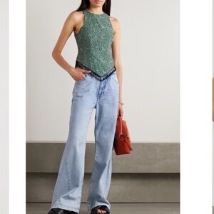 Ganni Bead-embellished Recycled Jacquard Tank - Green, US Size 6.